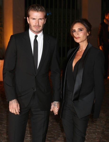 LONDON, ENGLAND - SEPTEMBER 16:  David Beckham and Victoria Beckham attends an evening celebrating with The Global Fund featuring the first green carpet challenge at Apsley House on September 16, 2013 in London, England.  (Photo by Chris Jackson/Getty Images)