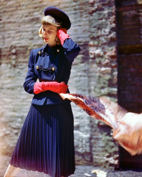 1946 --- Modeling a Navy Blue Suit --- Image by © Genevieve Naylor/Corbis